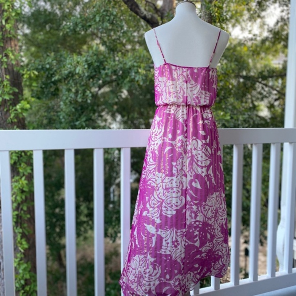 Lilly Pulitzer Metallic Purple + Gold Maxi Dress Size Small. Perfect Holidays! - Picture 7 of 12